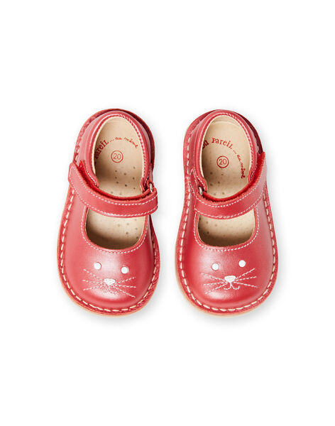 Salomés rouges en cuir à motif lapin bébé fille LBFBABLAPIN / 21KK3731D13050