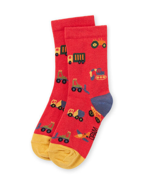 Chaussettes rouges motifs véhicules enfant garçon MYOCOCHO / 21WI02L1SOQF521