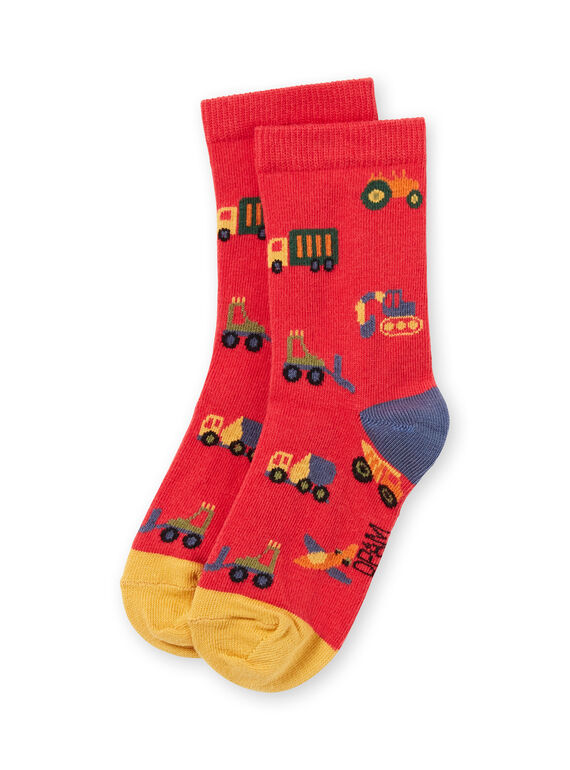 Chaussettes rouges motifs véhicules enfant garçon MYOCOCHO / 21WI02L1SOQF521
