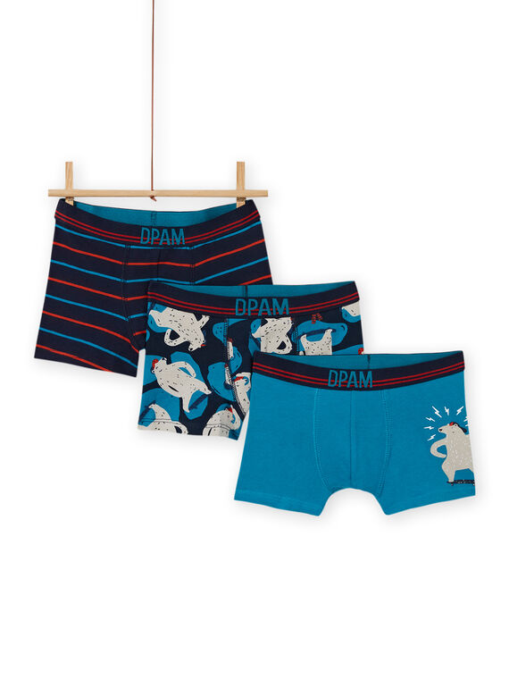 Lot de 3 boxers assortis motifs ours enfant garçon MEGOBOXOURS / 21WH12C2BOX705