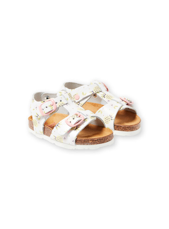 Sandales blanches à boucles à imprimé ananas bébé fille LBFNUANAS / 21KK3751D0E000
