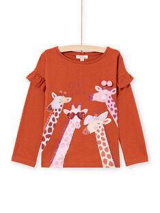 T-shirt caramel motif girafes fantaisie enfant fille MACOMTEE3 / 21W901L2TML420