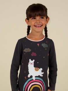 T-shirt gris imprimé lama fantaisie enfant fille MAHITEE2 / 21W901U1TMLJ905