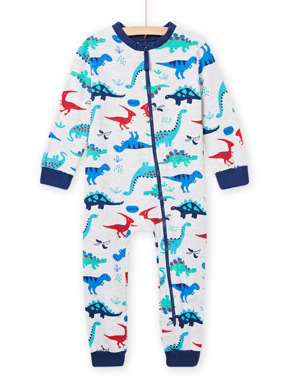 Surpyjama gris chiné imprimé dinosaure enfant garçon MEGOCOMBI / 21WH1281D4FJ920
