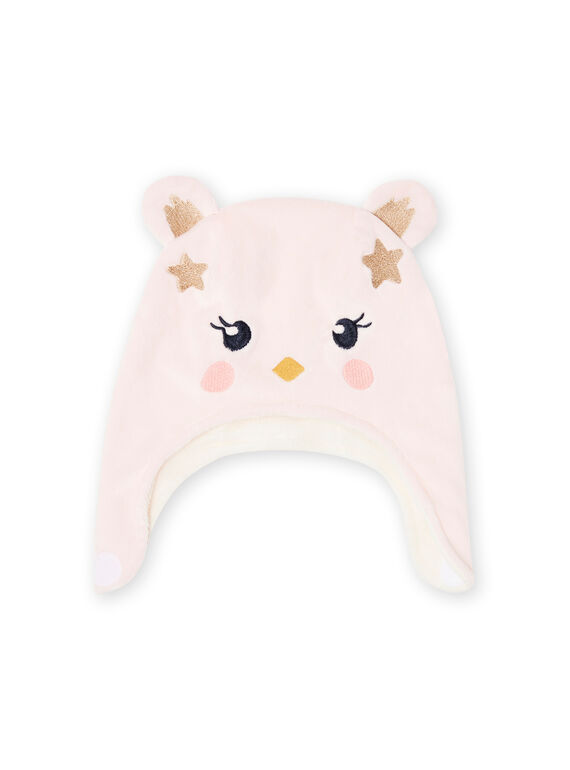 Bonnet rose motif chat soft boa bébé fille MYINOBON / 21WI0963BOND322