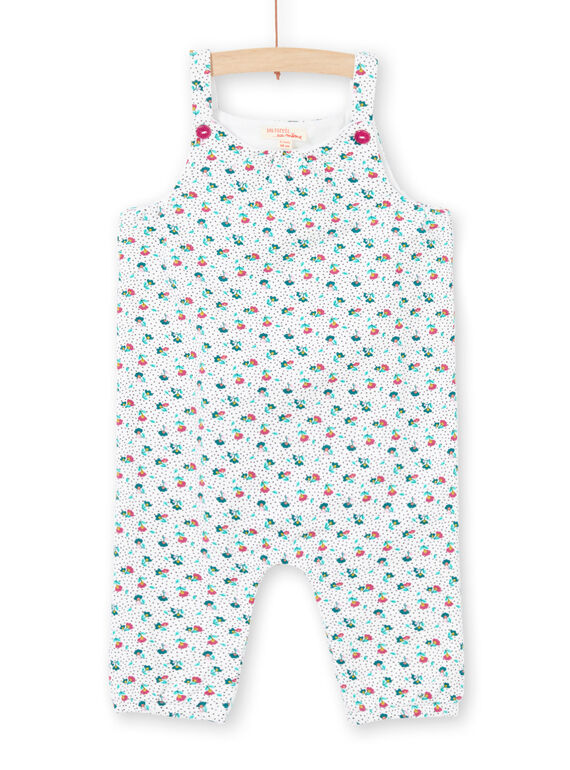 Salopette écrue et bleue imprimé fleuri bébé fillé MITUCOMB / 21WG09K1CBL001