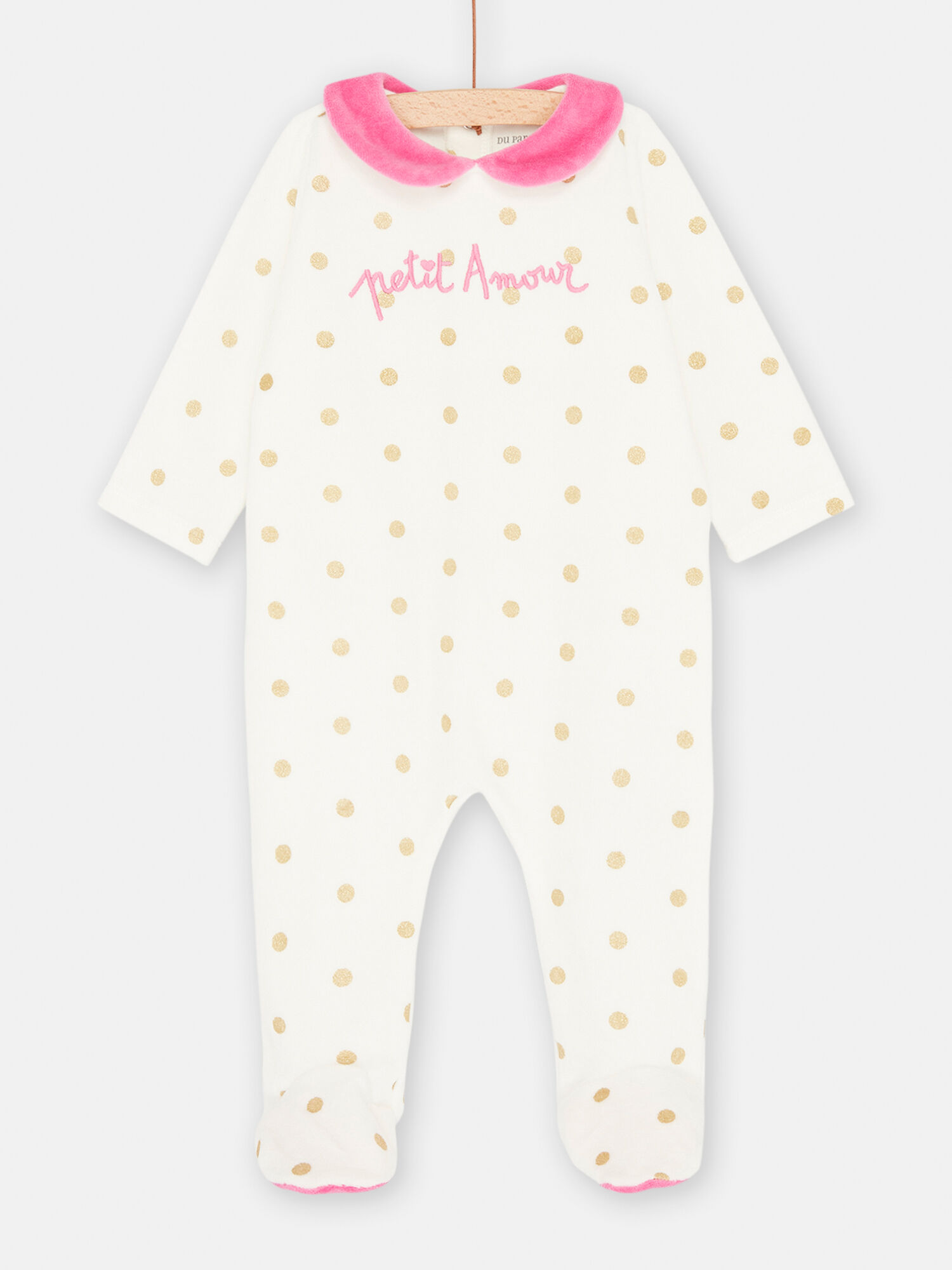 Grenouill re en velours cru pois b b fille