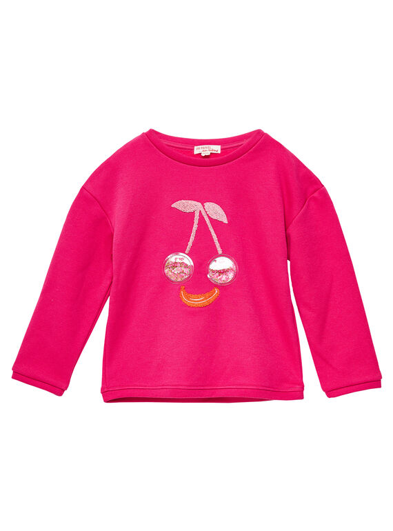 Sweat rose fourré avec cerise en cornelli et patch plastifié JAVISWEA / 20S901D1SWEF507