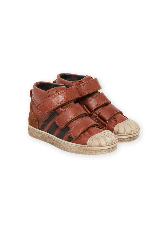 Baskets montantes en cuir camel POBASCAM / 22XK3673D3P804