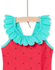 Maillot de bain 1 pièce rouge fraise à imprimé coeurs RYIMER1 / 23SI09RAMAIF515