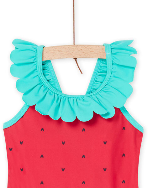 Maillot de bain 1 pièce rouge fraise à imprimé coeurs RYIMER1 / 23SI09RAMAIF515