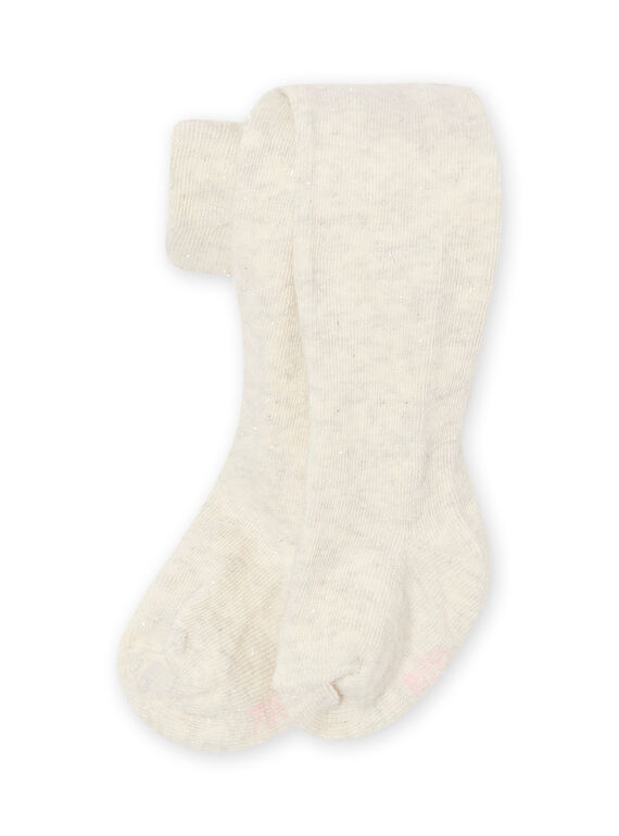 Collant beige chiné noël pour bébé fille : - Collants