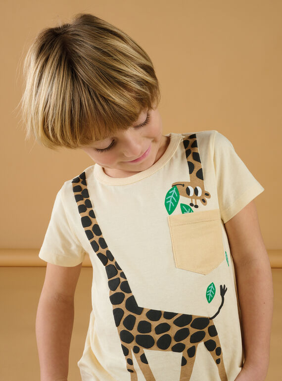 T-shirt crème à motif girafe ROJUNTI5 / 23S902U5TMCA002