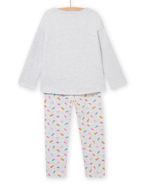 Ensemble pyjama gris chiné enfant fille NEFAPYJKOA / 22SH11G2PYJJ920