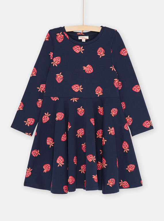 Robe souple bleu marine à imprimé fraises SAJOROB1 / 23W901G4ROB070