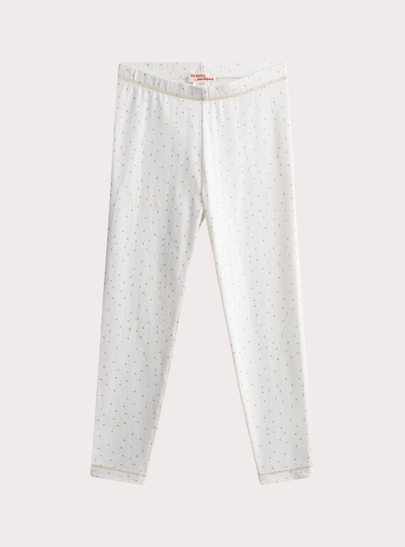 Legging écru à imprimé pois pour fille WYAJOSLEG3 / 25SI01J3CAL001