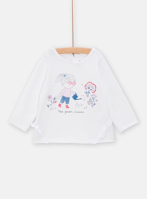 T-shirt blanc à manches longues pour bébé fille TIDETEE2 / 24SG09J1TML000