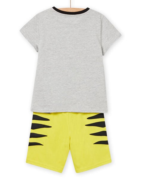 Ensemble pyjama gris chiné et jaune à motif tigre enfant garçon NEGOPYCLEO / 22SH12H9PYJJ922