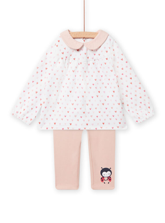 Ensemble blouse et legging imprimé coeurs naissance fille NOU1ENS1 / 22SF0342ENS000
