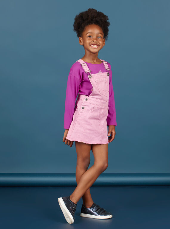 Robe-salopette en jean parme à pois enfant fille MAPAROB3 / 21W901H3ROBH709
