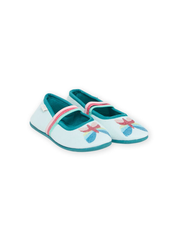 Ballerines bleu azur à motif papillon enfant fille NAPANTPAPILL / 22KK3521D07C201