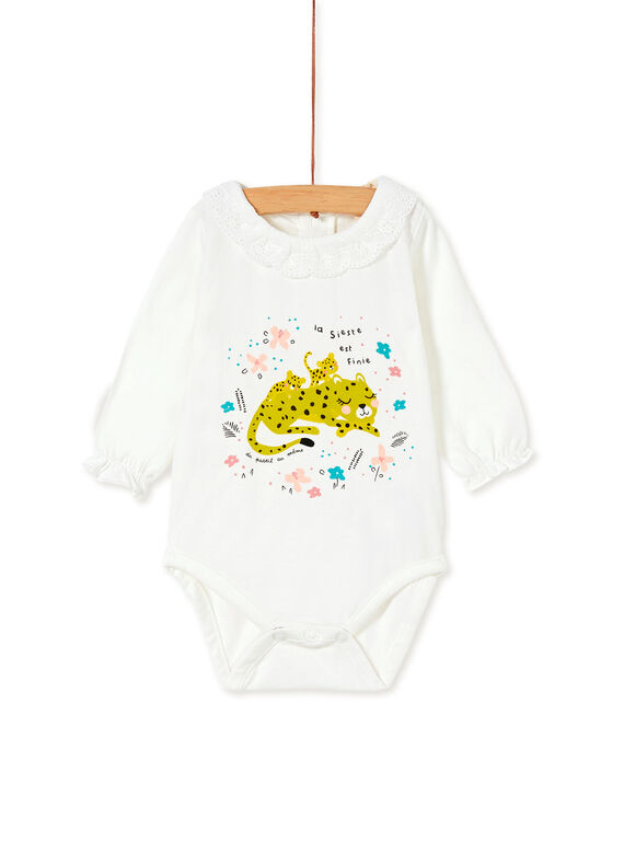 Body blanc col dentelle bébé fille KIBRIBOD / 20WG09F1BOD001