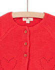 Cardigan rouge à motifs coeurs ajourés RINAUCAR / 23SG09N1CAR505