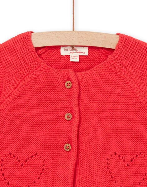 Cardigan rouge à motifs coeurs ajourés RINAUCAR / 23SG09N1CAR505