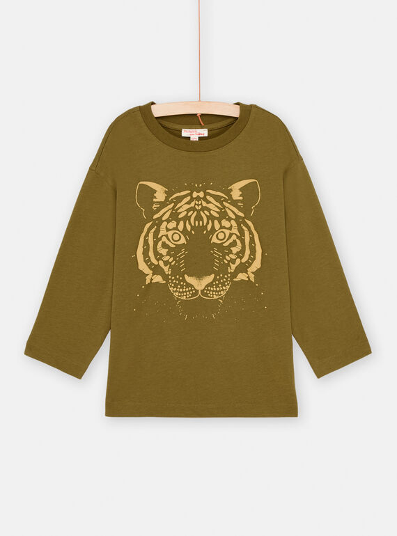 T-shirt kaki à motif tigre garçon SOJOTIEP1 / 23W902G3TML612