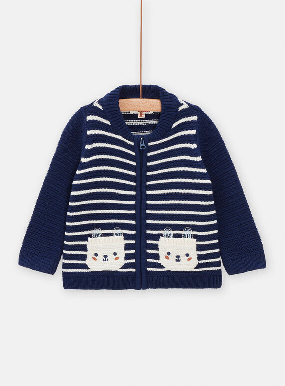 Gilet bleu marine à rayures pour bébé garçon TUDEGIL / 24SG10J1GILC214