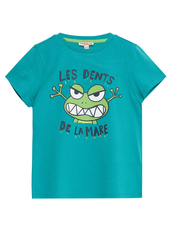 Tee shirt garçon manches courtes vert imprimé grenouille JOJOTI8 / 20S902T1D31600