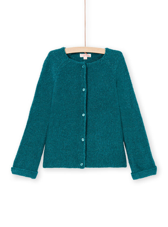 Gilet manches longues uni bleu canard enfant fille MAJOCAR2 / 21W90115CAR714