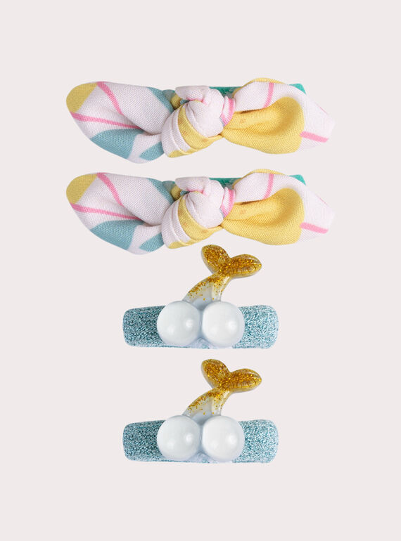 Lot de 4 élastiques nuds et cerise pour fille WYAJOELA5 / 25SI01G5ELAC244