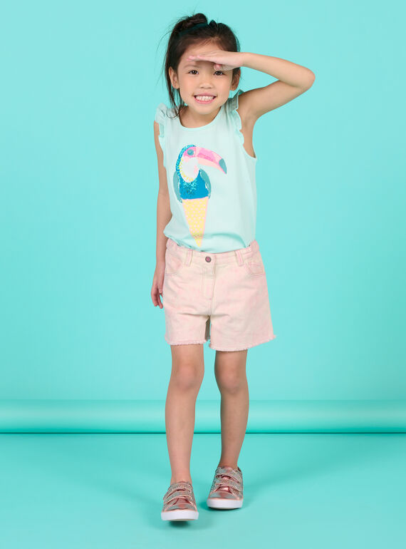 T-shirt bleu glacier enfant fille NAFICDEB2 / 22S901U2DEB219