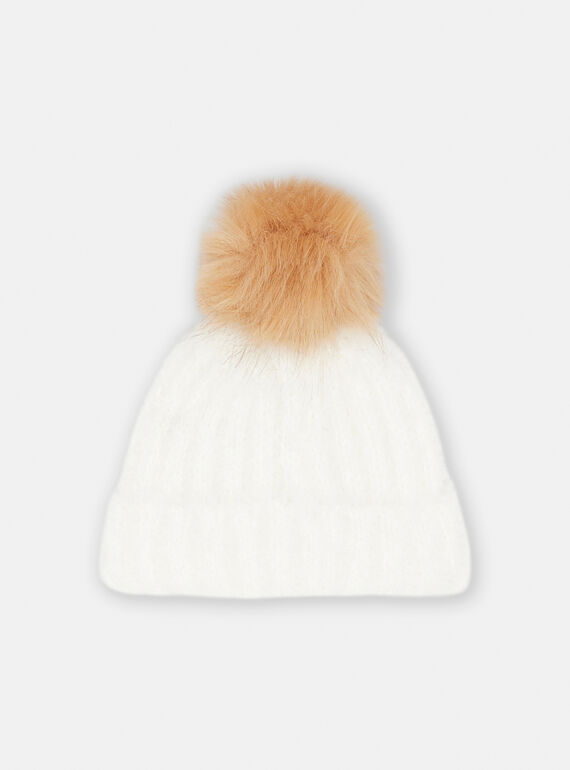 Bonnet écru en maille côtelé SYAJOBON2 / 23WI0191BON003