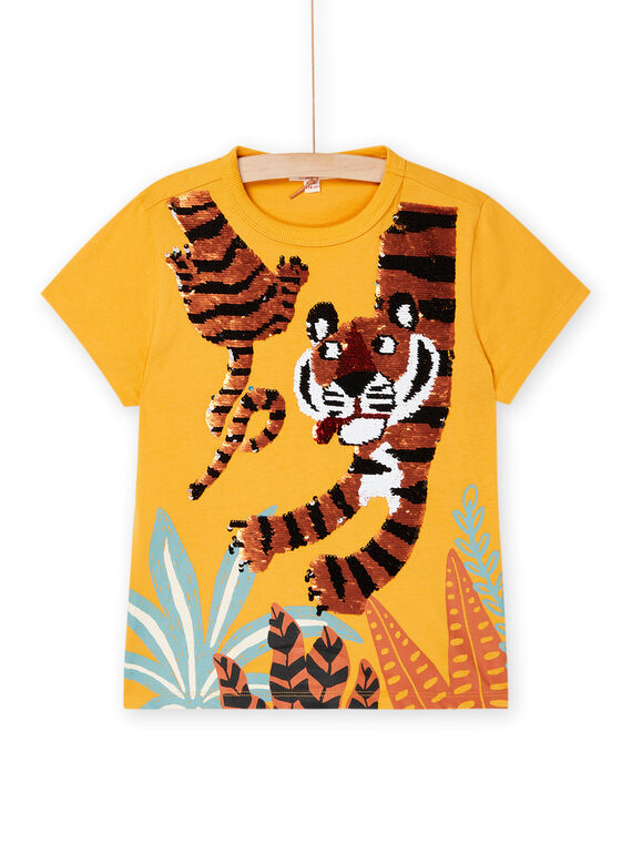 T-shirt jaune à animation tigre ROSUMTI4 / 23S902Y1TMCB116
