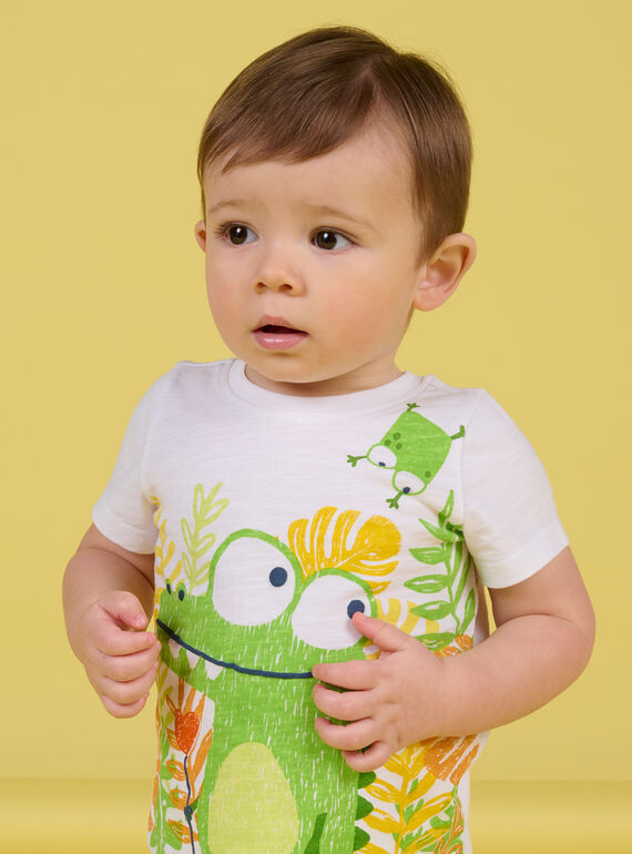 T-shirt blanc à motifs fantaisie bébé garçon NUHOTI2 / 22SG10T2TMC000
