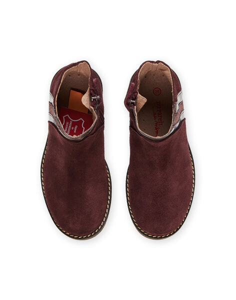Boots en croûte de cuir bordeaux PABOOTMULTI / 22XK3582D0D503