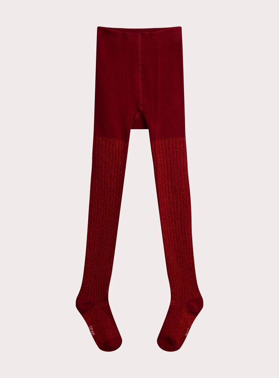 Collant rouge côtelé pour fille VYAJOSCOL3 / 24WI01H3COLF529