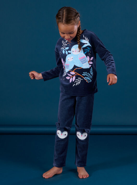 Pyjama T-shirt et pantalon en velours à imprimé chouette PEFAPYJOWL / 22WH1136PYJ070