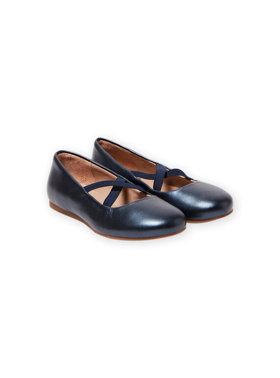 Ballerines bleu marine métallisées enfant fille MABALLERINEM / 21XK3551D41070