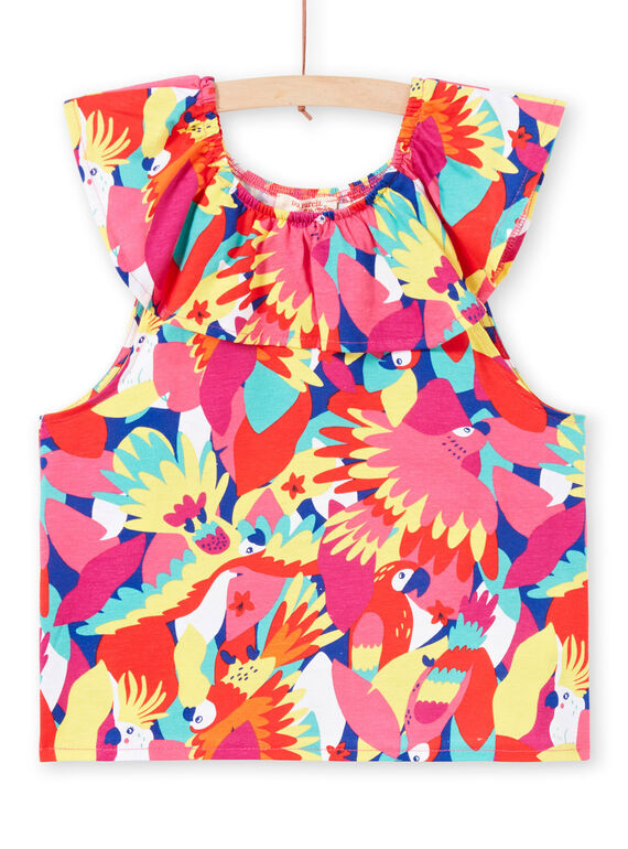 T-shirt à imprimé perroquets à volants enfant fille JAMARTI2 / 20S901P1TMC000