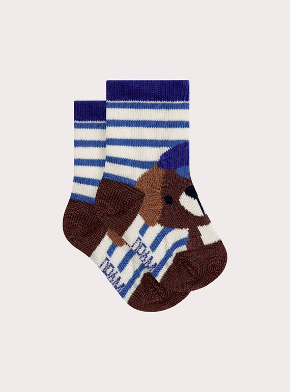 Chaussettes rayées motif chien pour bébé garçon  XYUBLUCHO / 25WI10D4SOQA002