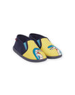 Pantoufles jaunes et bleu nuit à motifs dinosaures enfant garçon NOPANTDINO / 22KK3623D0B010