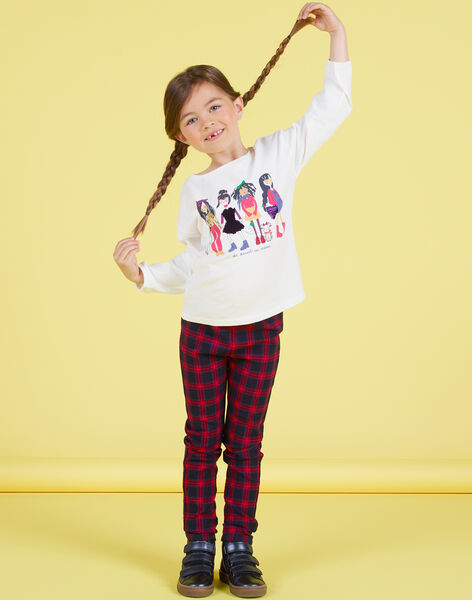 T-shirt écru motif fantaisie à sequins réversibles enfant fille MAMIXTEE4 / 21W901J5TML001