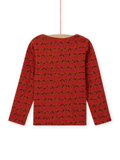 T-shirt manches longues réversible camel et rouge enfant fille MACOMTEE4 / 21W901L4TML420