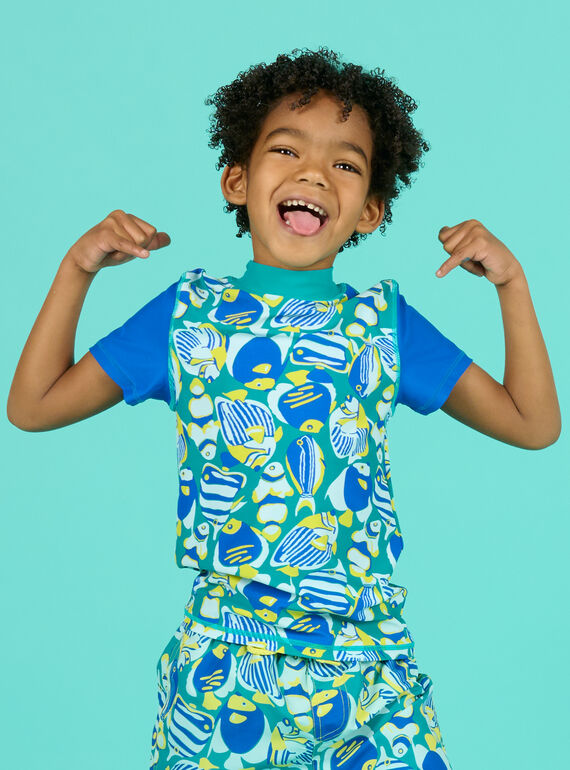 T-shirt anti-UV bleu enfant garçon NYOMERUVTIPOI / 22SI02L1TUVC242