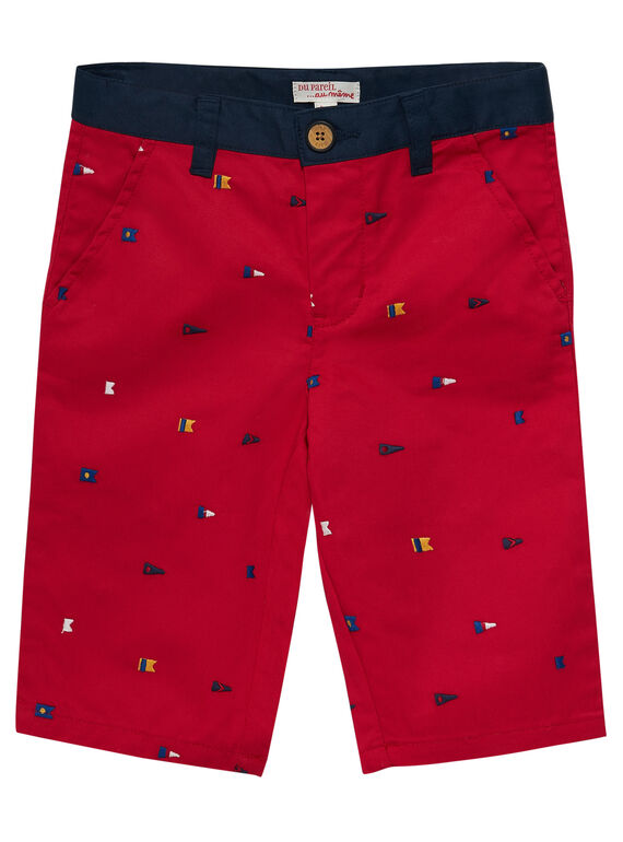 bermuda rouge brodé drapeaux garçon JOWEBER1 / 20S90291BER330