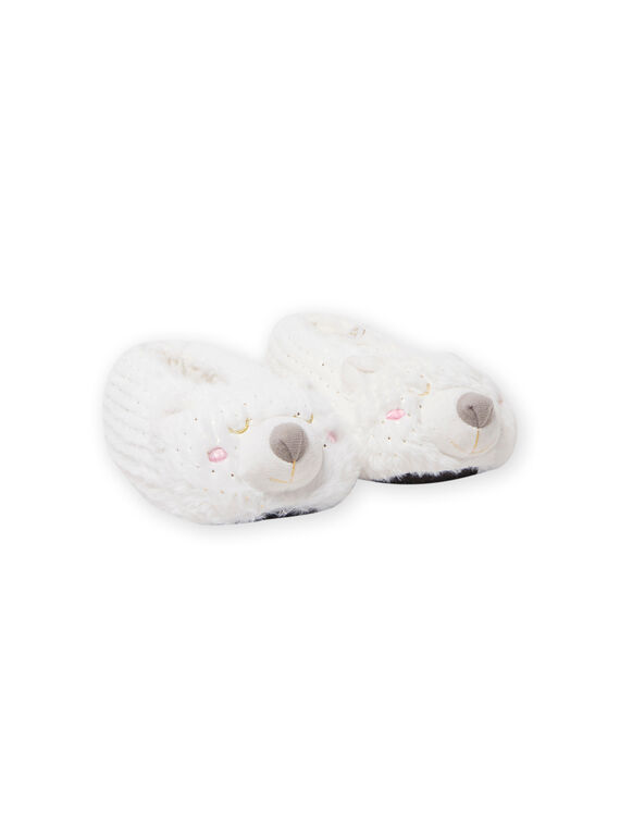 Pantoufles blanches ours 3D enfant fille MAPANTOUR3D / 21XK3532PTD000