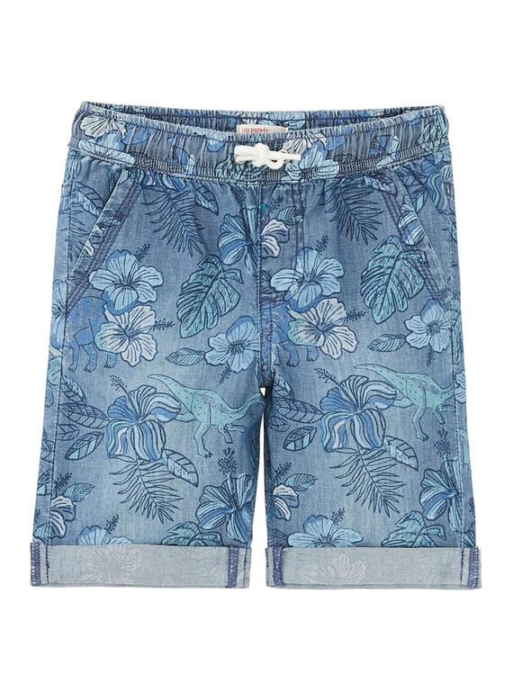Bermuda chambray garçon en denim moyen avec imprimé hawaien JOQUABER3 / 20S902R1BER721